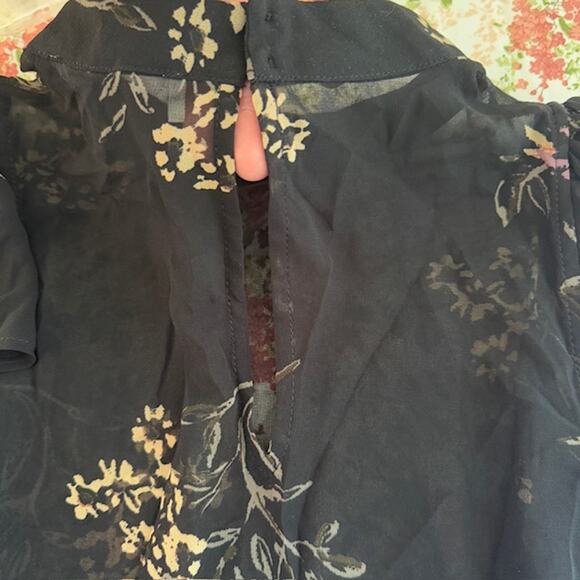Womens Dark Fairy Grunge Sheer Floral Blouse Top Medium Dark Romantic Ethereal - Picture 8 of 15